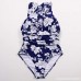 2019 Bikini Women's Monokinis One Piece Swimwear Front Crossover Swimsuits Bathing Suits One Piece Swimwear Swimsuits Blue B07NQFCYNW